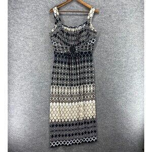 En Focus Dress Women 12P Petite Black Geometric Maxi Long Square Neck Sleeveless